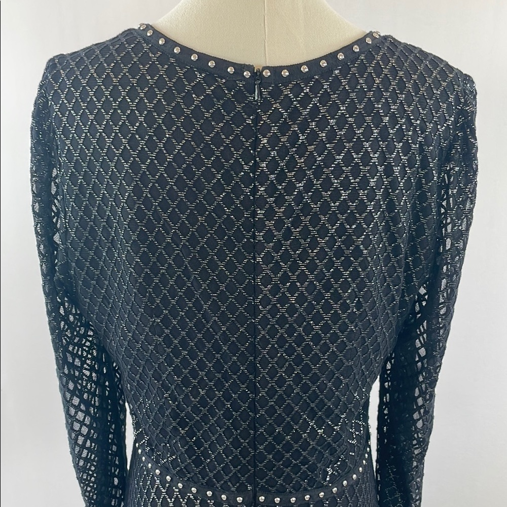 NISSA Black Printed Tulle Midi Dress US 10 - Picture 13 of 14